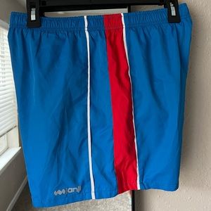 Mens Blue Janji Lined Running Shorts 5" - Size S